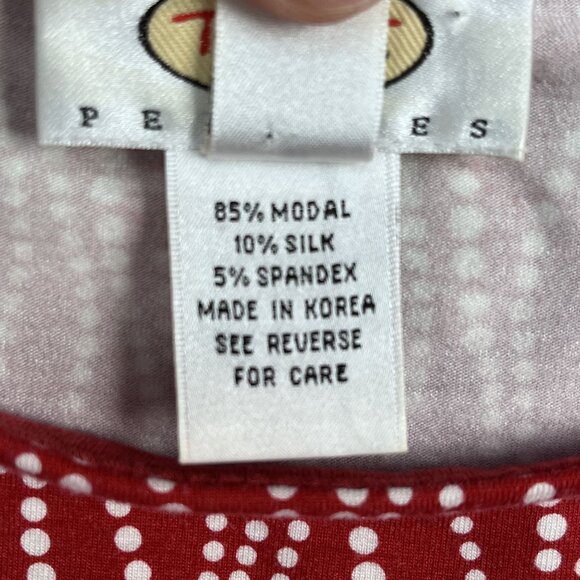 Talbots Womens Silk & Modal Blend Red & White Coral Stretch Top Sz Large - Picture 3 of 5